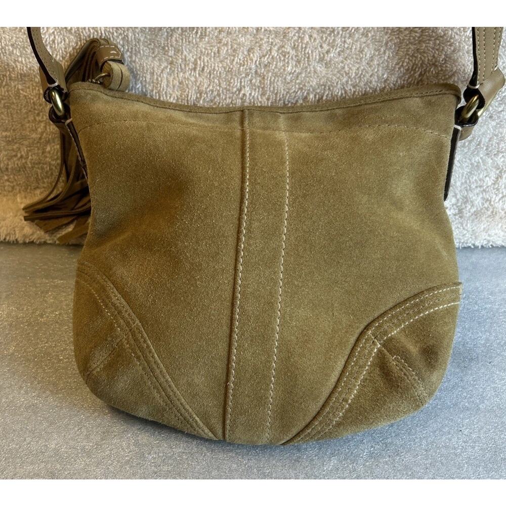 Coach Vintage Tan Suede Leather Crossbody Shoulder Bag